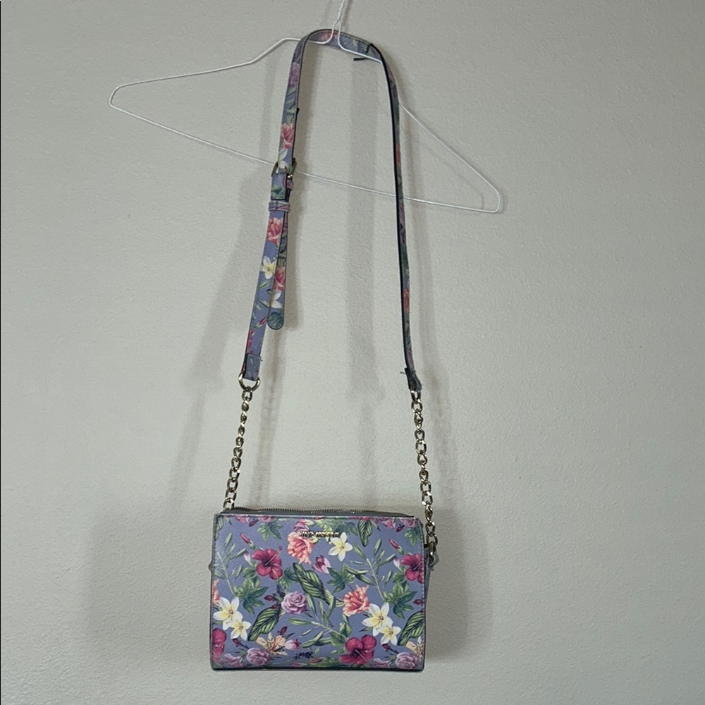 Steve Madden Purple and Pink Crossbody Bag with Floral Design